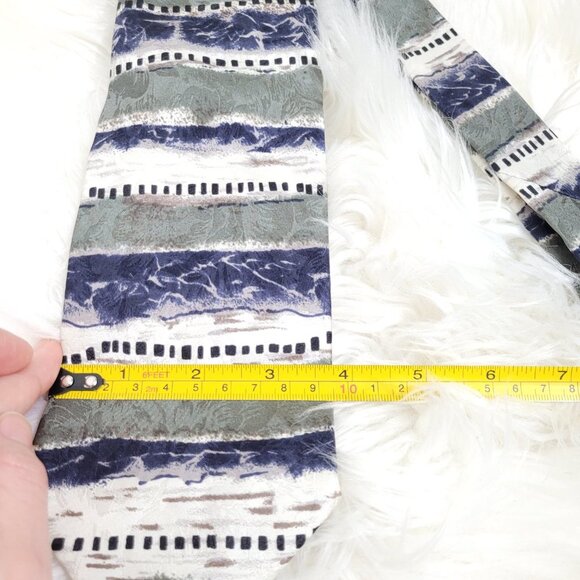 Protocol Platinum | Mens Abstract Stripe Multicolored Silk Neck Tie OS - Picture 4 of 4